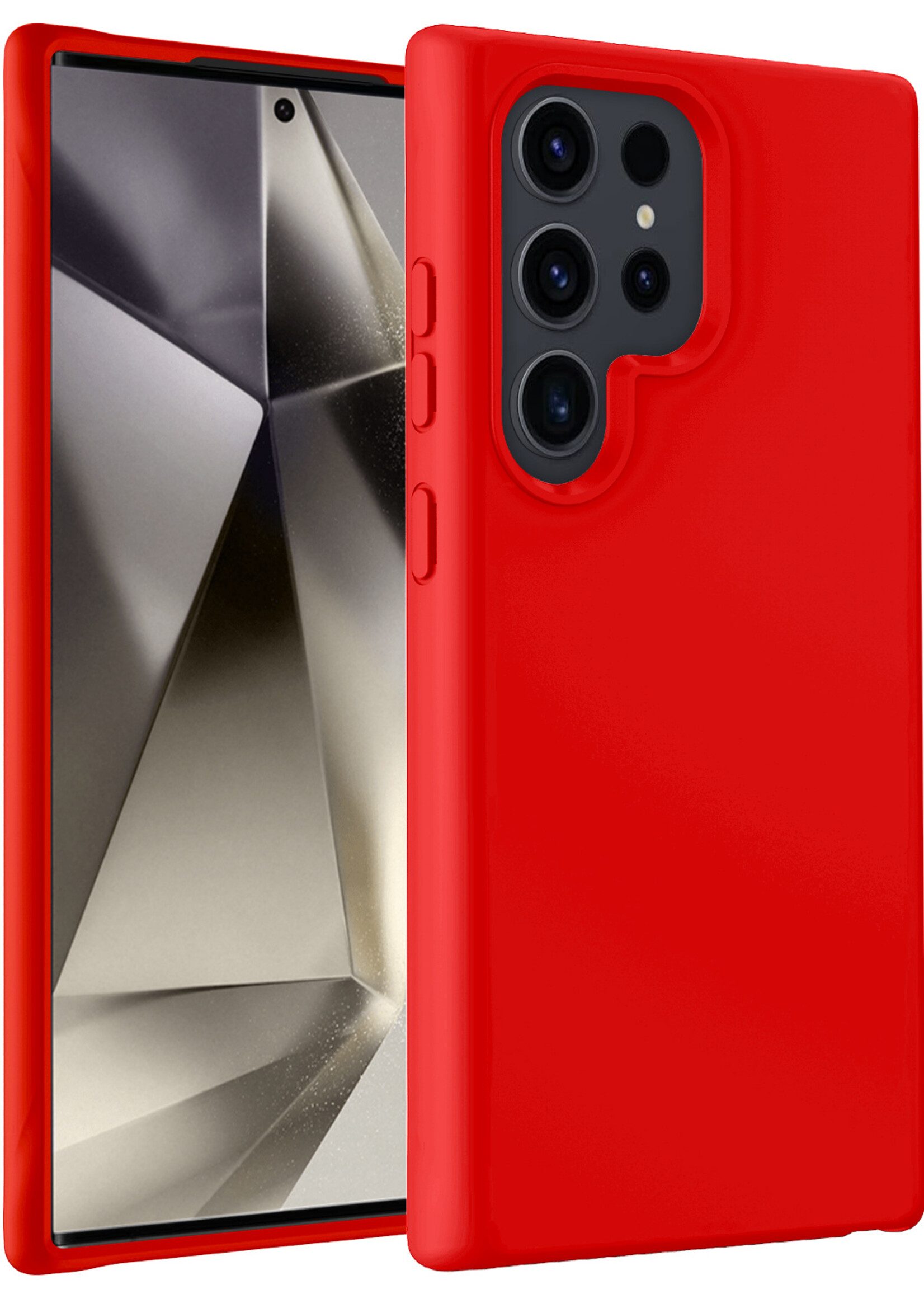 LUQ Hoesje Geschikt voor Samsung S24 Ultra Hoesje Siliconen Case - Hoes Geschikt voor Samsung Galaxy S24 Ultra Hoes Siliconen - Rood