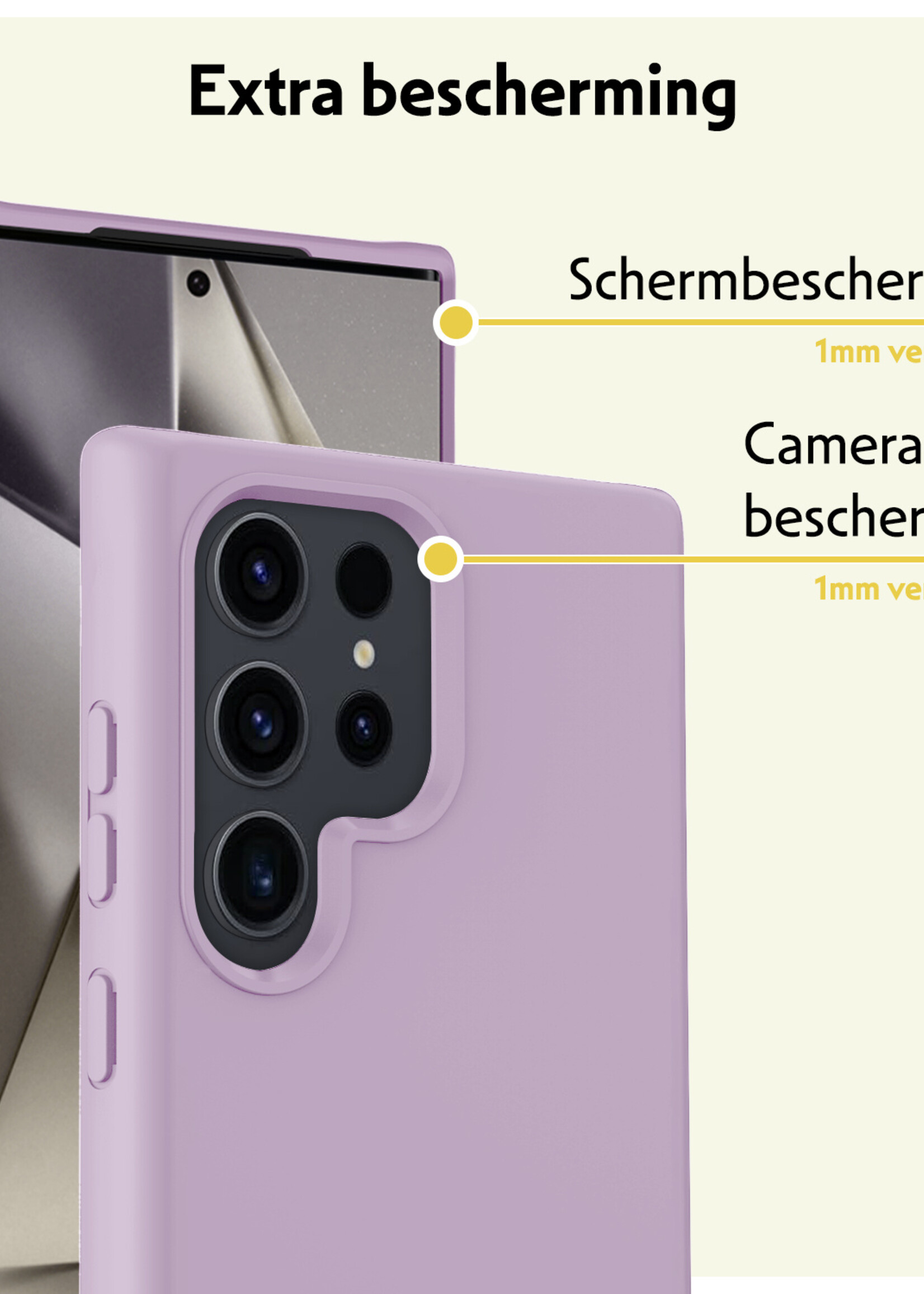 LUQ Hoesje Geschikt voor Samsung S24 Ultra Hoesje Siliconen Case - Hoes Geschikt voor Samsung Galaxy S24 Ultra Hoes Siliconen - Lila