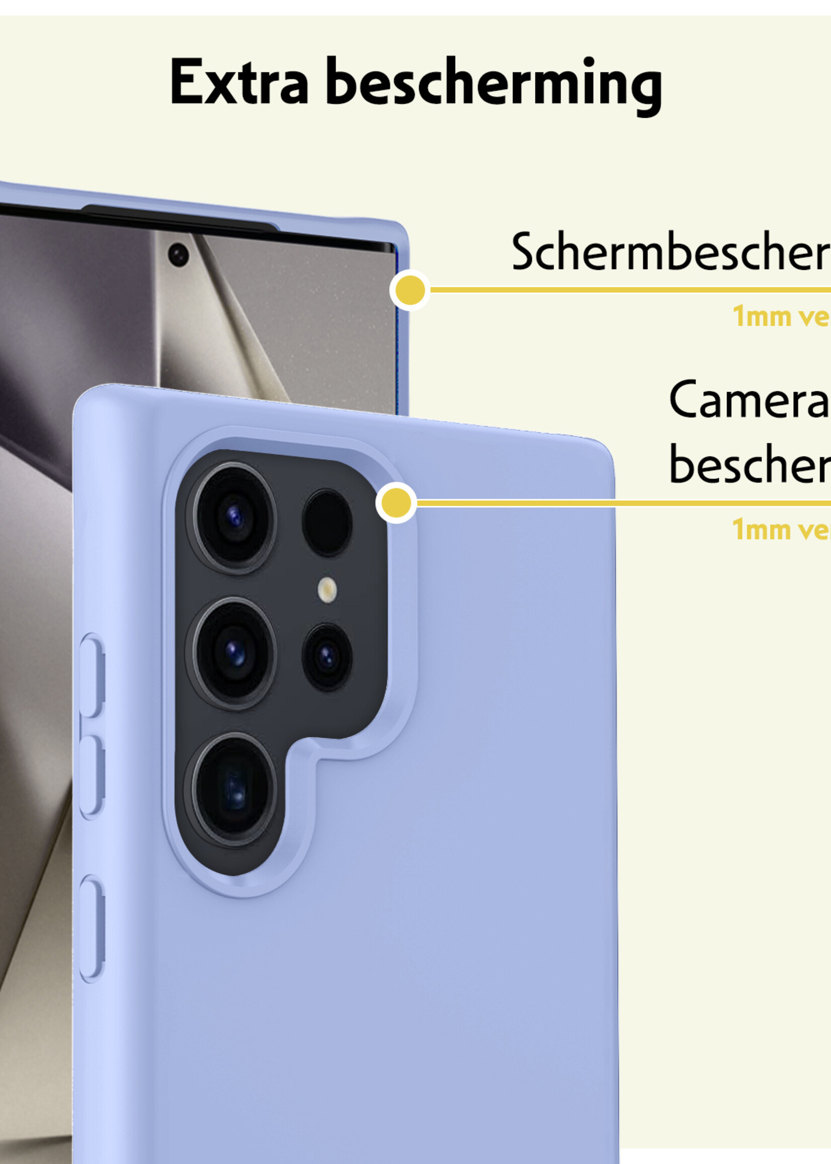 LUQ Hoesje Geschikt voor Samsung S24 Ultra Hoesje Siliconen Case - Hoes Geschikt voor Samsung Galaxy S24 Ultra Hoes Siliconen - Lichtblauw