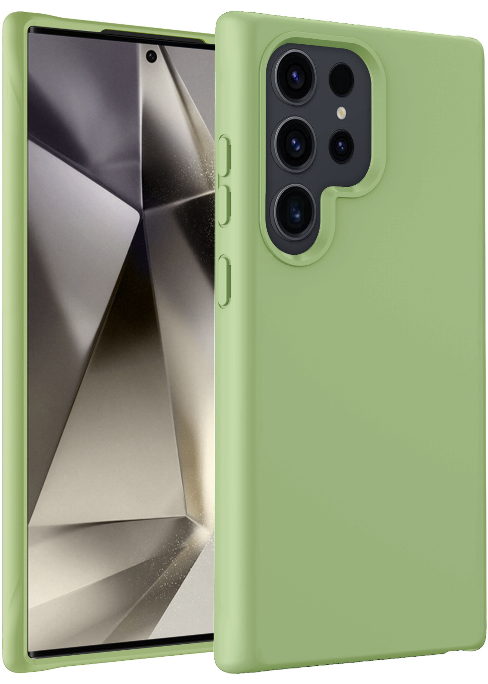 LUQ Hoesje Geschikt voor Samsung S24 Ultra Hoesje Siliconen Case - Hoes Geschikt voor Samsung Galaxy S24 Ultra Hoes Siliconen - Groen