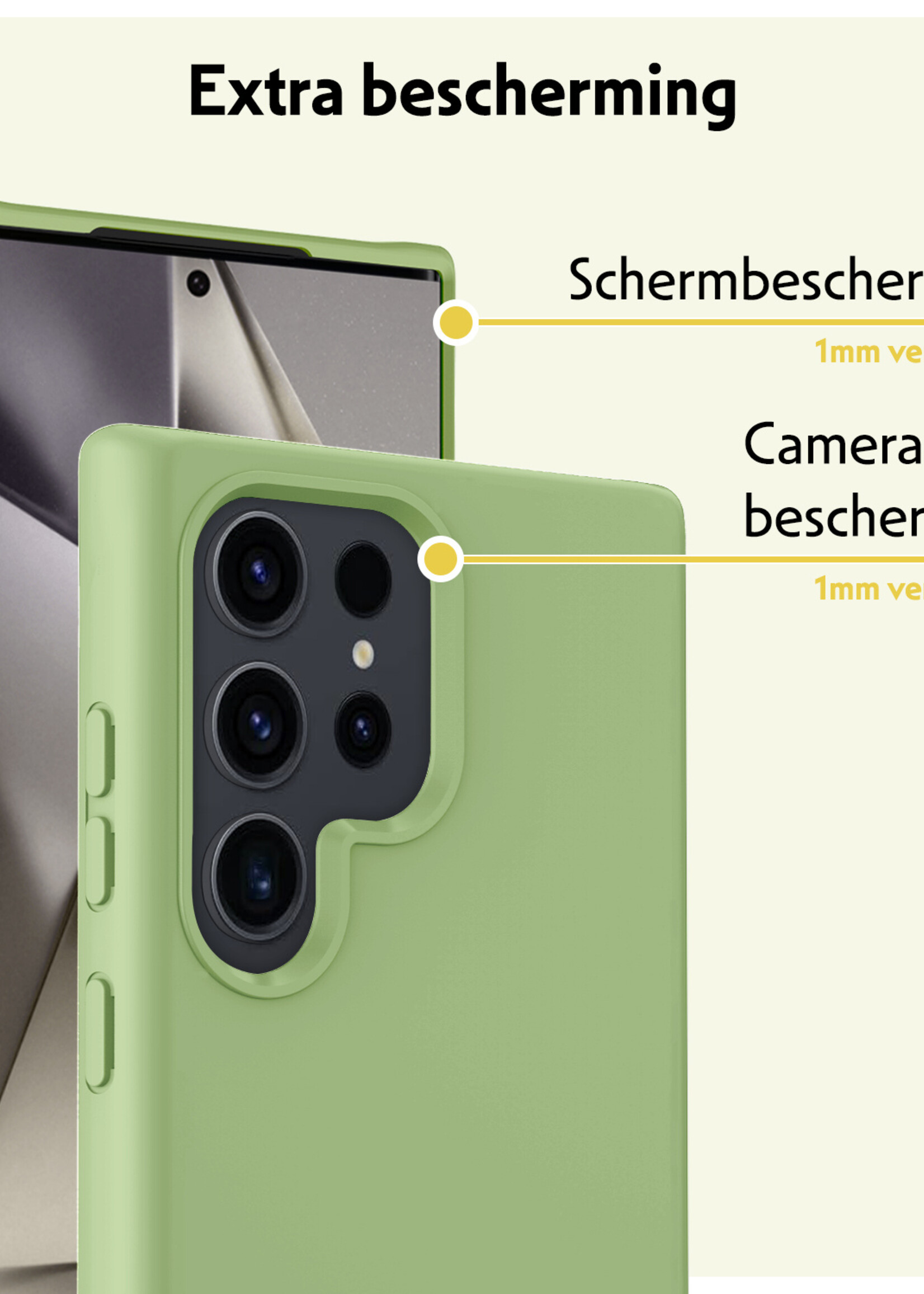 LUQ Hoesje Geschikt voor Samsung S24 Ultra Hoesje Siliconen Case - Hoes Geschikt voor Samsung Galaxy S24 Ultra Hoes Siliconen - Groen