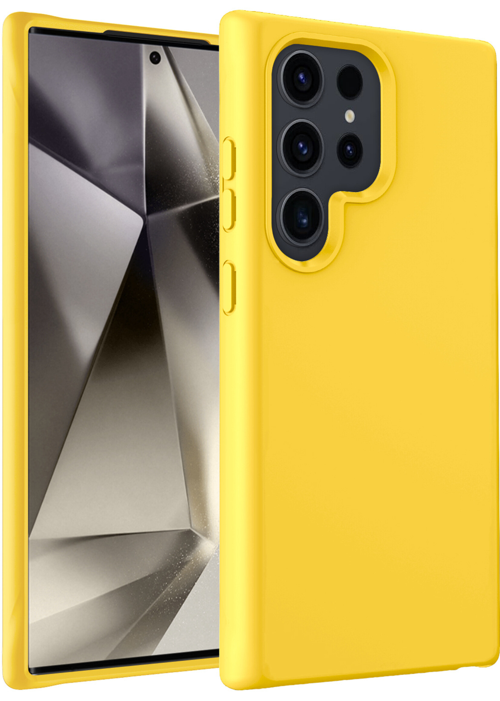 LUQ Hoesje Geschikt voor Samsung S24 Ultra Hoesje Siliconen Case - Hoes Geschikt voor Samsung Galaxy S24 Ultra Hoes Siliconen - Geel