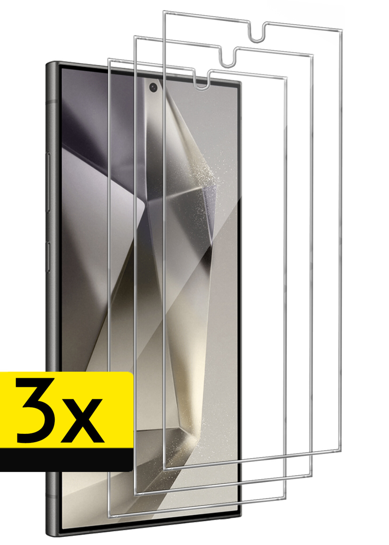LUQ Screenprotector Geschikt voor Samsung S24 Ultra Screenprotector Beschermglas Gehard Glas - Screenprotector Geschikt voor Samsung Galaxy S24 Ultra Screenprotector Glas - 3 Stuks
