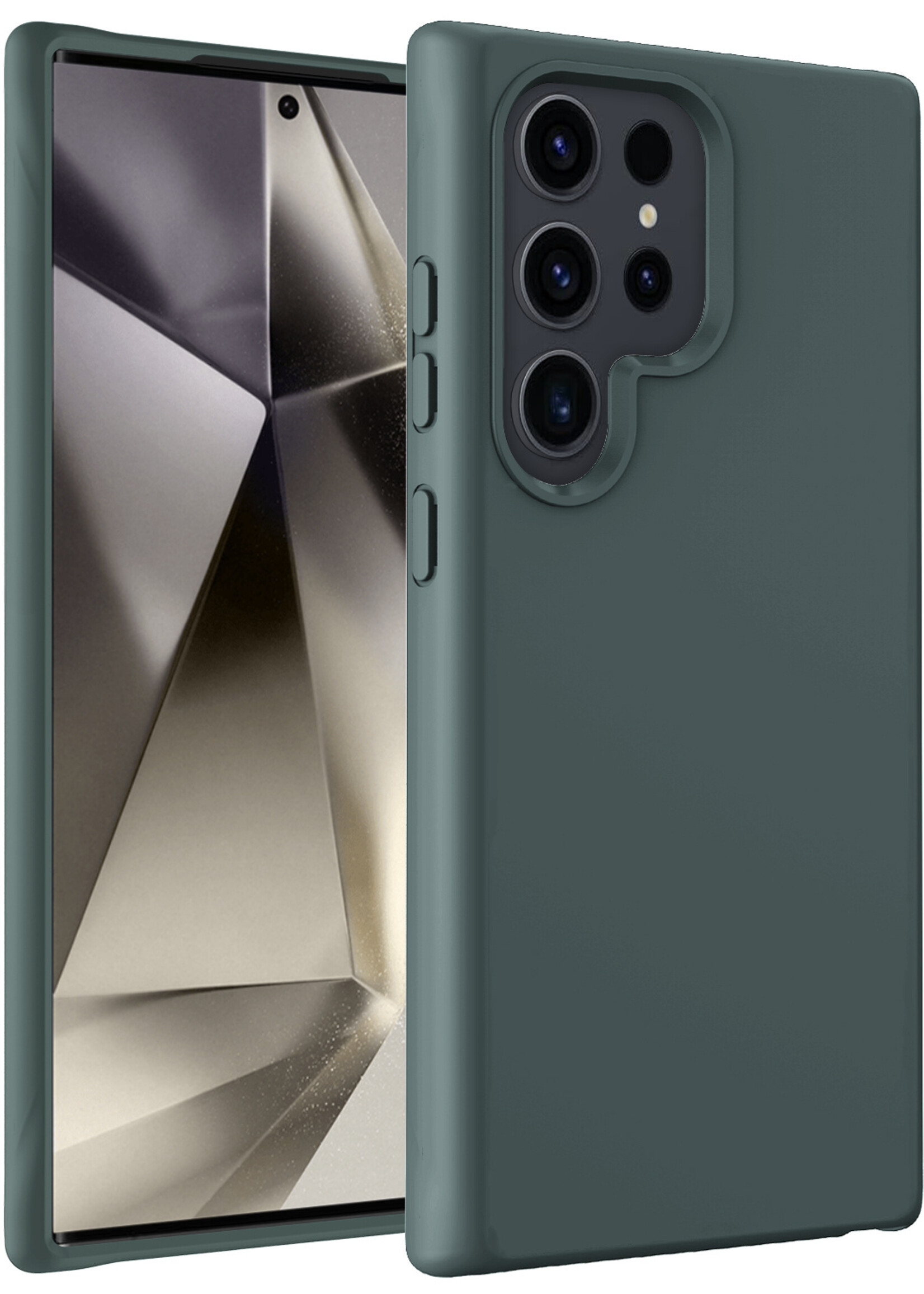 LUQ Hoesje Geschikt voor Samsung S24 Ultra Hoesje Siliconen Case - Hoes Geschikt voor Samsung Galaxy S24 Ultra Hoes Siliconen - Donkergroen