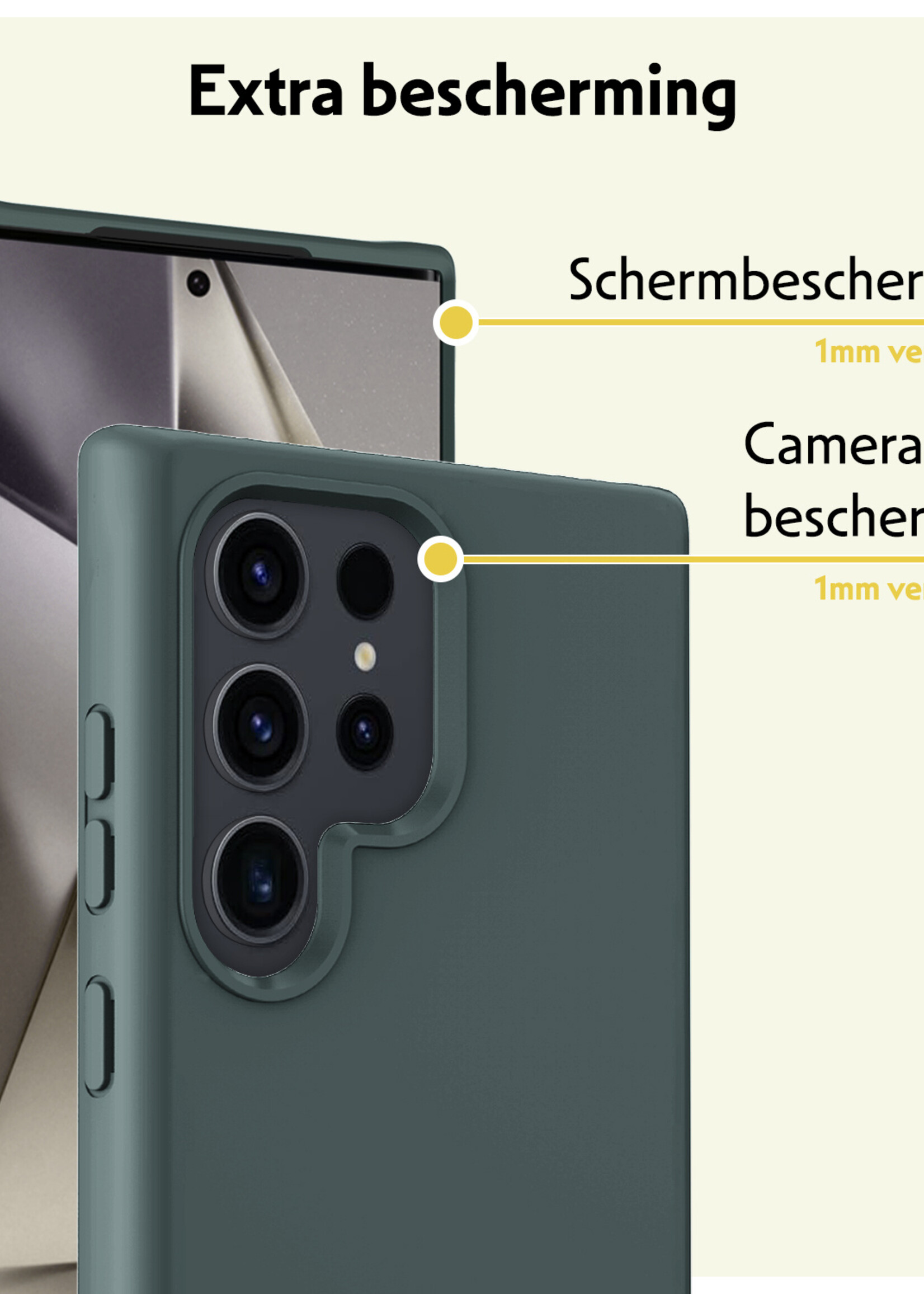 LUQ Hoesje Geschikt voor Samsung S24 Ultra Hoesje Siliconen Case - Hoes Geschikt voor Samsung Galaxy S24 Ultra Hoes Siliconen - Donkergroen