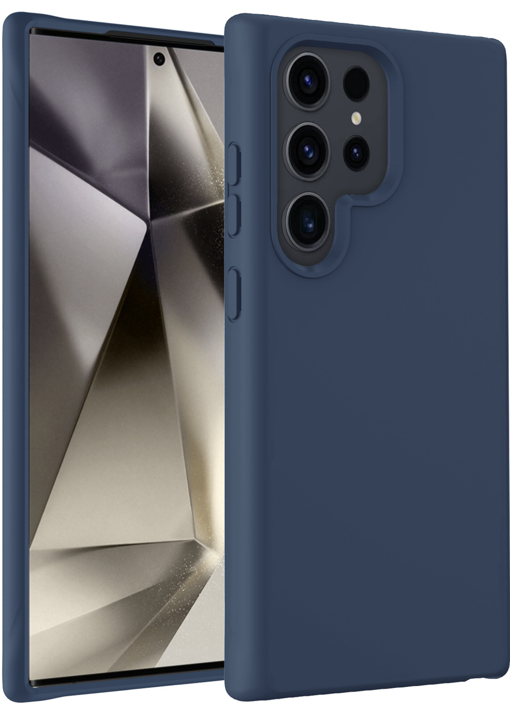 LUQ Hoesje Geschikt voor Samsung S24 Ultra Hoesje Siliconen Case - Hoes Geschikt voor Samsung Galaxy S24 Ultra Hoes Siliconen - Donkerblauw