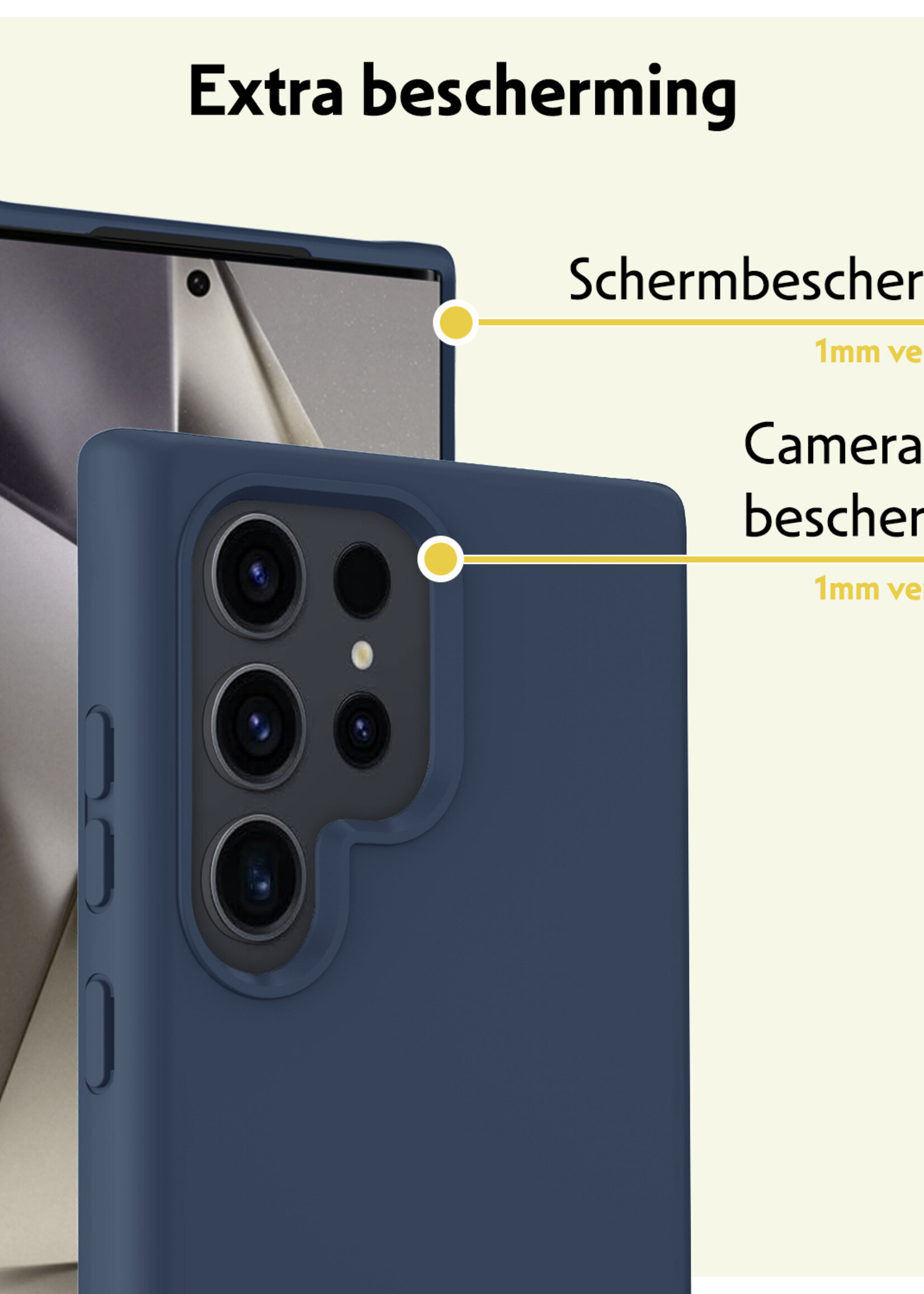 LUQ Hoesje Geschikt voor Samsung S24 Ultra Hoesje Siliconen Case - Hoes Geschikt voor Samsung Galaxy S24 Ultra Hoes Siliconen - Donkerblauw