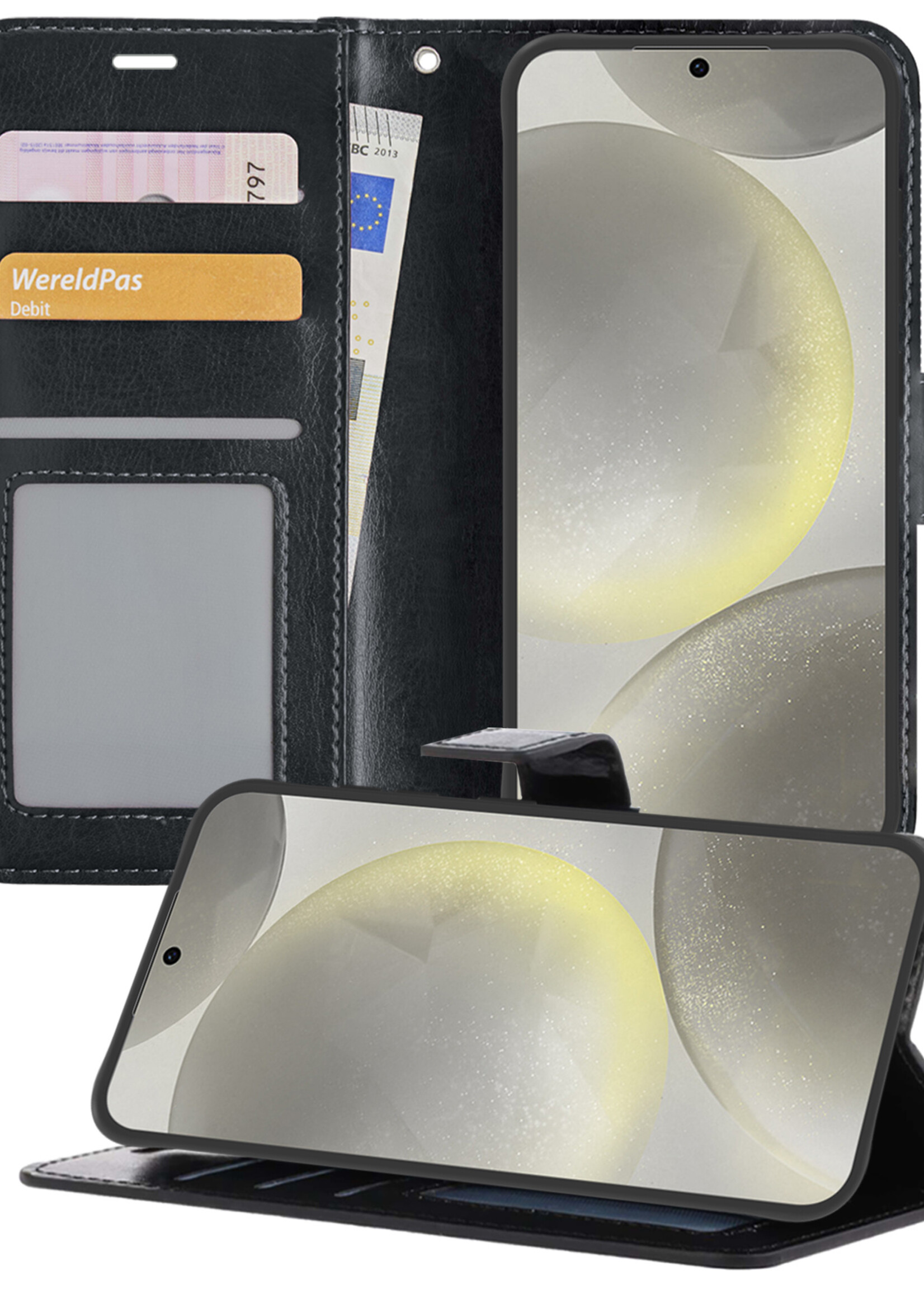 LUQ Hoesje Geschikt voor Samsung S24 Plus Hoesje Book Case Hoes Wallet Cover - Hoes Geschikt voor Samsung Galaxy S24 Plus Hoesje Bookcase Hoes - Zwart