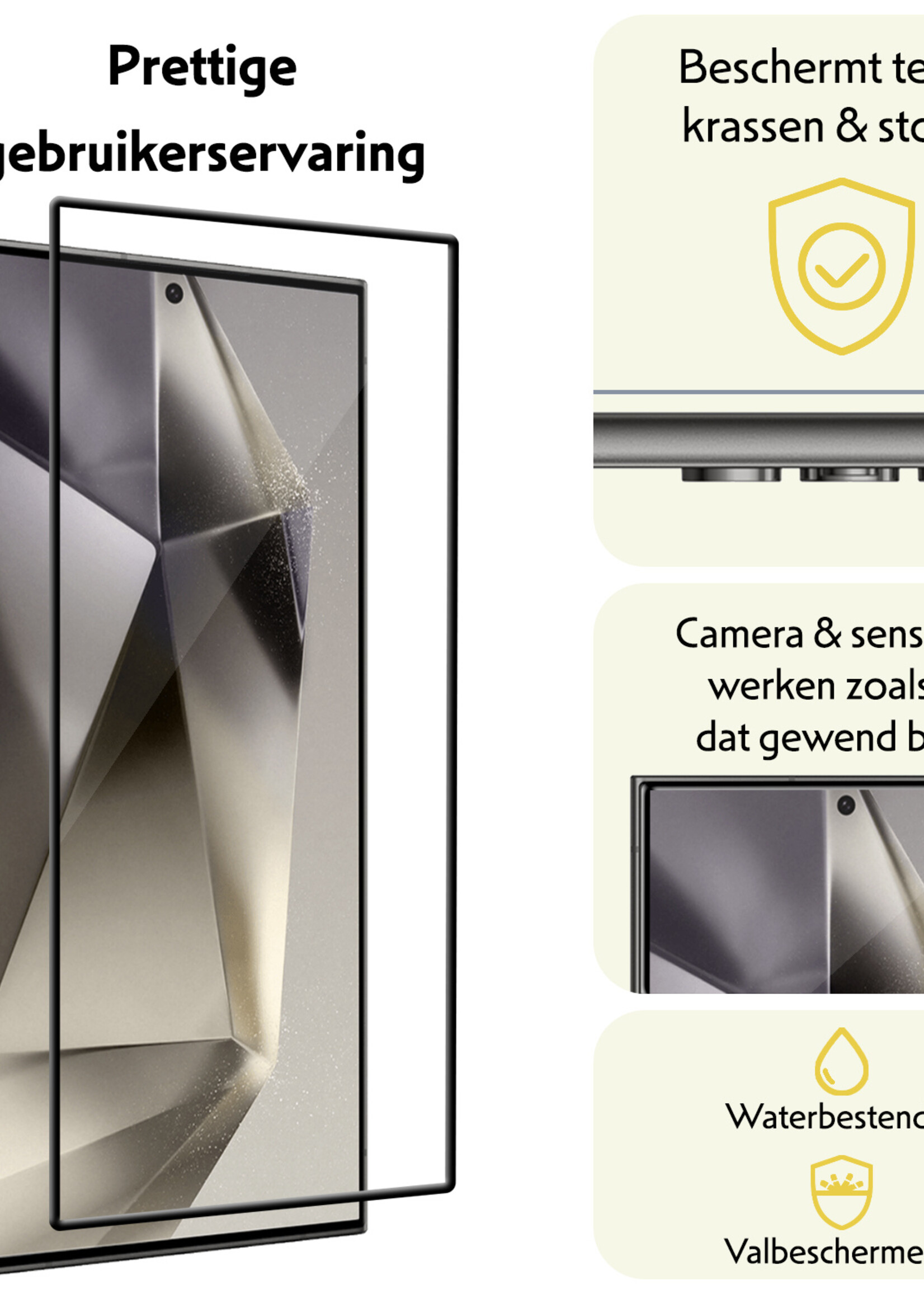 LUQ Screenprotector Geschikt voor Samsung S24 Ultra Screenprotector Glas Full Cover - Screenprotector Geschikt voor Samsung Galaxy S24 Ultra Screenprotector Full Cover - 3 Stuks