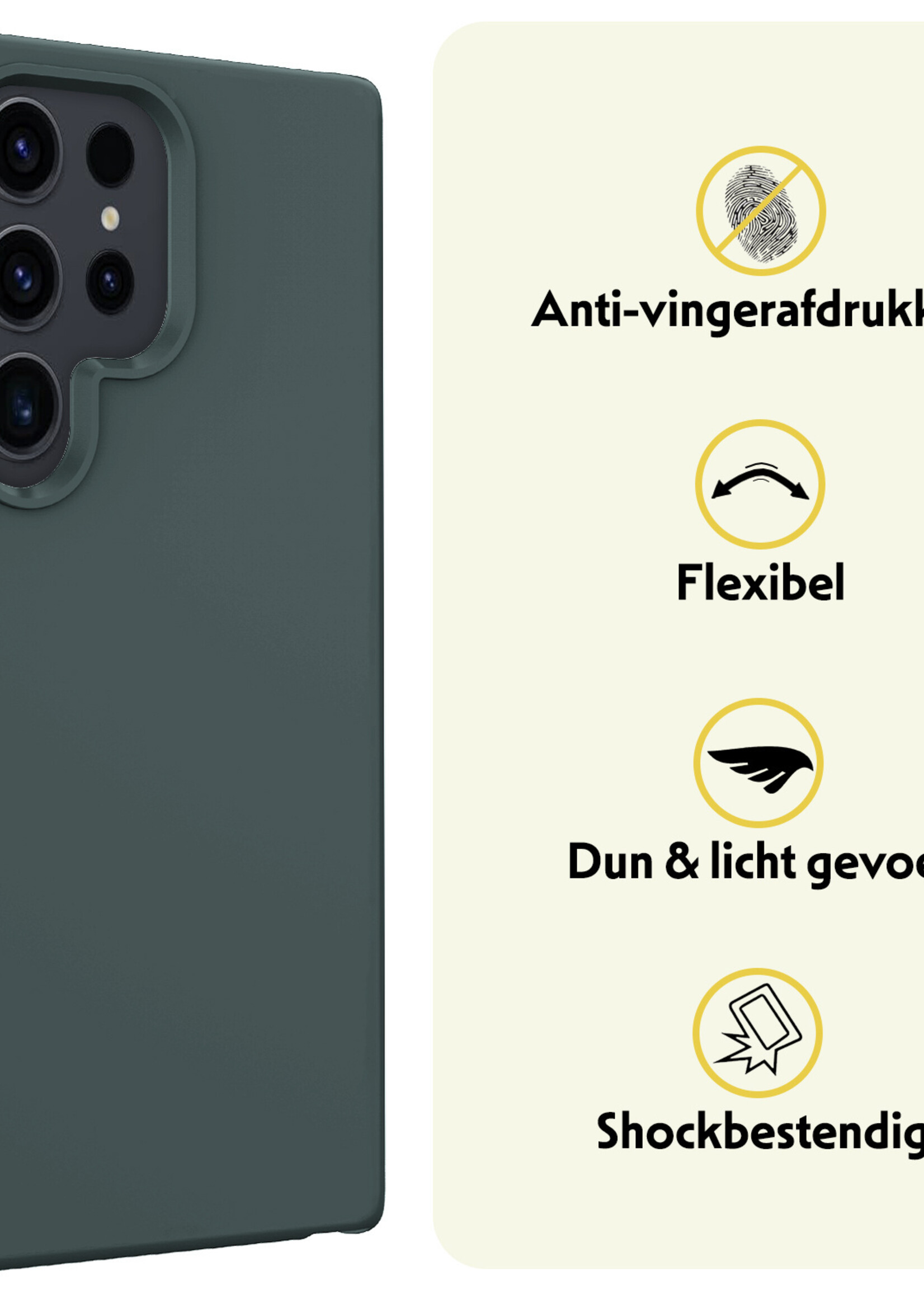 LUQ Hoesje Geschikt voor Samsung S24 Ultra Hoesje Siliconen Case Met Screenprotector - Hoes Geschikt voor Samsung Galaxy S24 Ultra Hoes Siliconen - Donkergroen