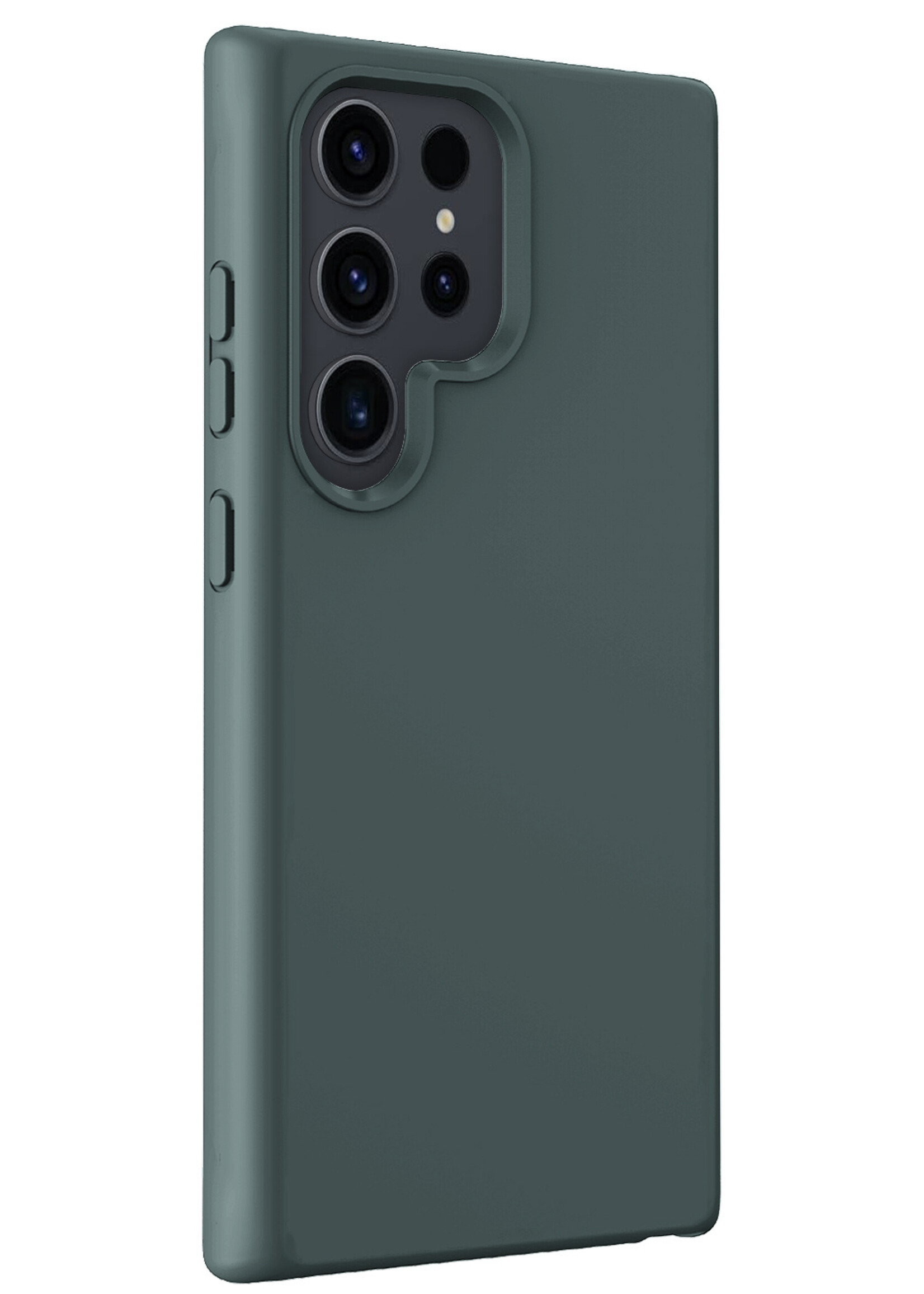 LUQ Hoesje Geschikt voor Samsung S24 Ultra Hoesje Siliconen Case Met Screenprotector - Hoes Geschikt voor Samsung Galaxy S24 Ultra Hoes Siliconen - Donkergroen