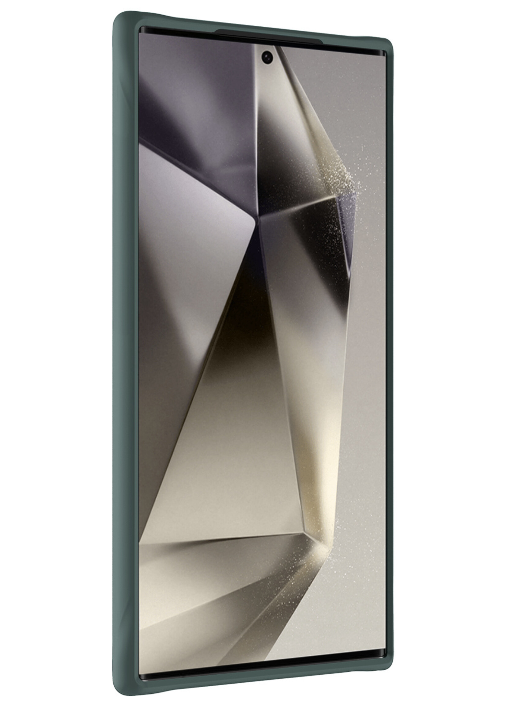 LUQ Hoesje Geschikt voor Samsung S24 Ultra Hoesje Siliconen Case Met Screenprotector - Hoes Geschikt voor Samsung Galaxy S24 Ultra Hoes Siliconen - Donkergroen