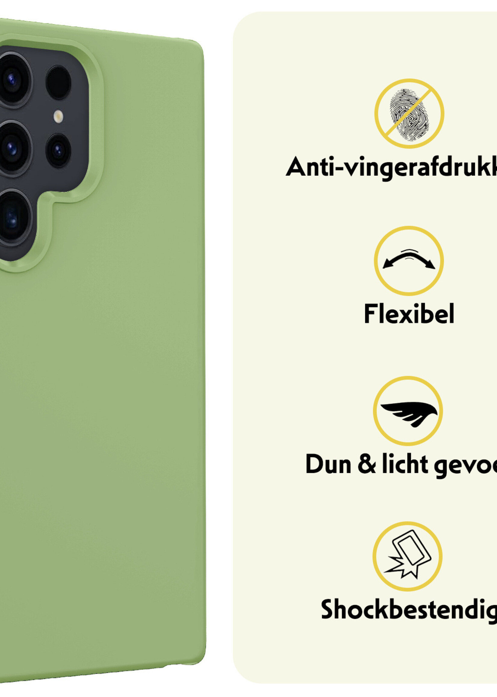 LUQ Hoesje Geschikt voor Samsung S24 Ultra Hoesje Siliconen Case Met Screenprotector - Hoes Geschikt voor Samsung Galaxy S24 Ultra Hoes Siliconen - Groen