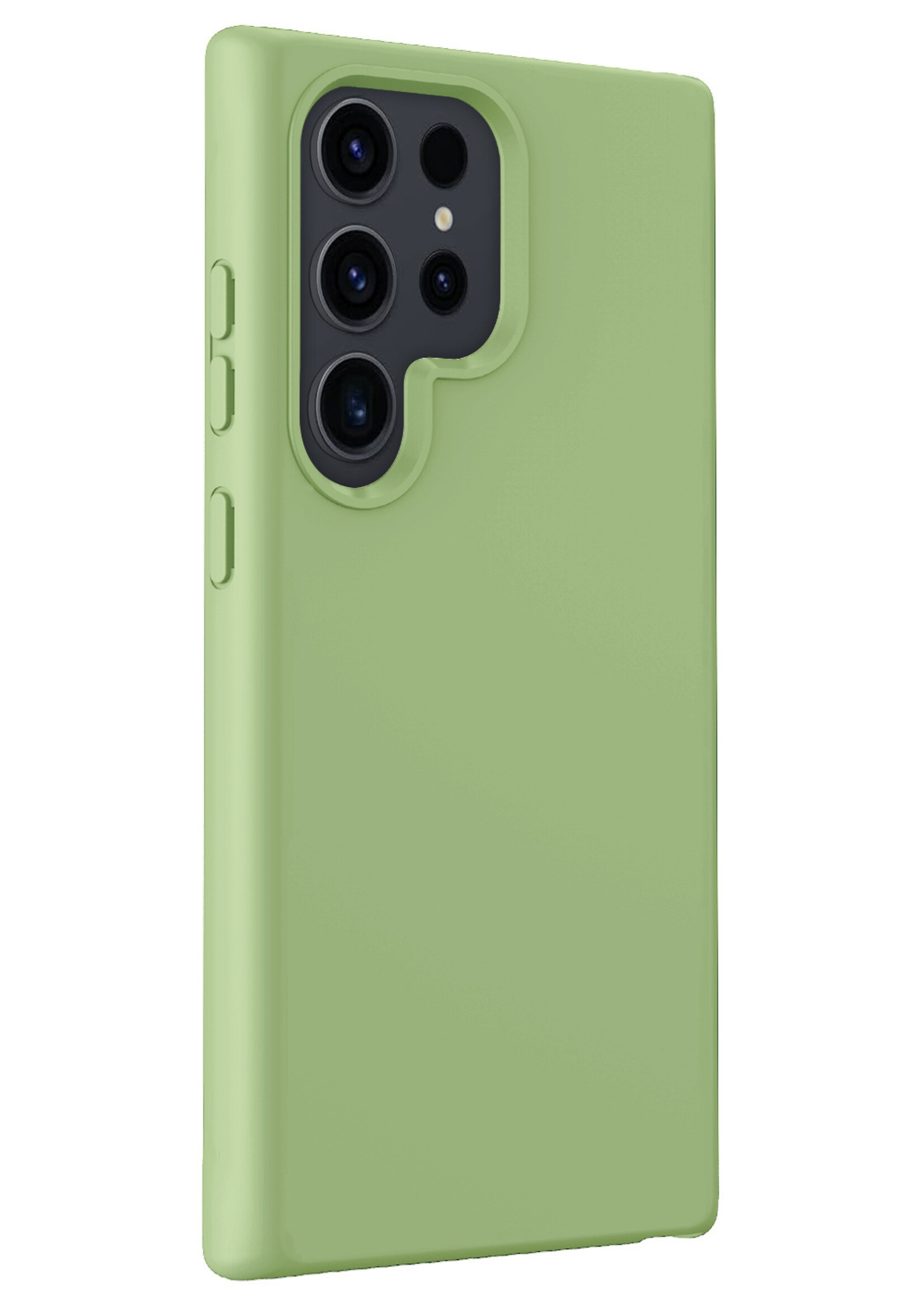 LUQ Hoesje Geschikt voor Samsung S24 Ultra Hoesje Siliconen Case Met Screenprotector - Hoes Geschikt voor Samsung Galaxy S24 Ultra Hoes Siliconen - Groen