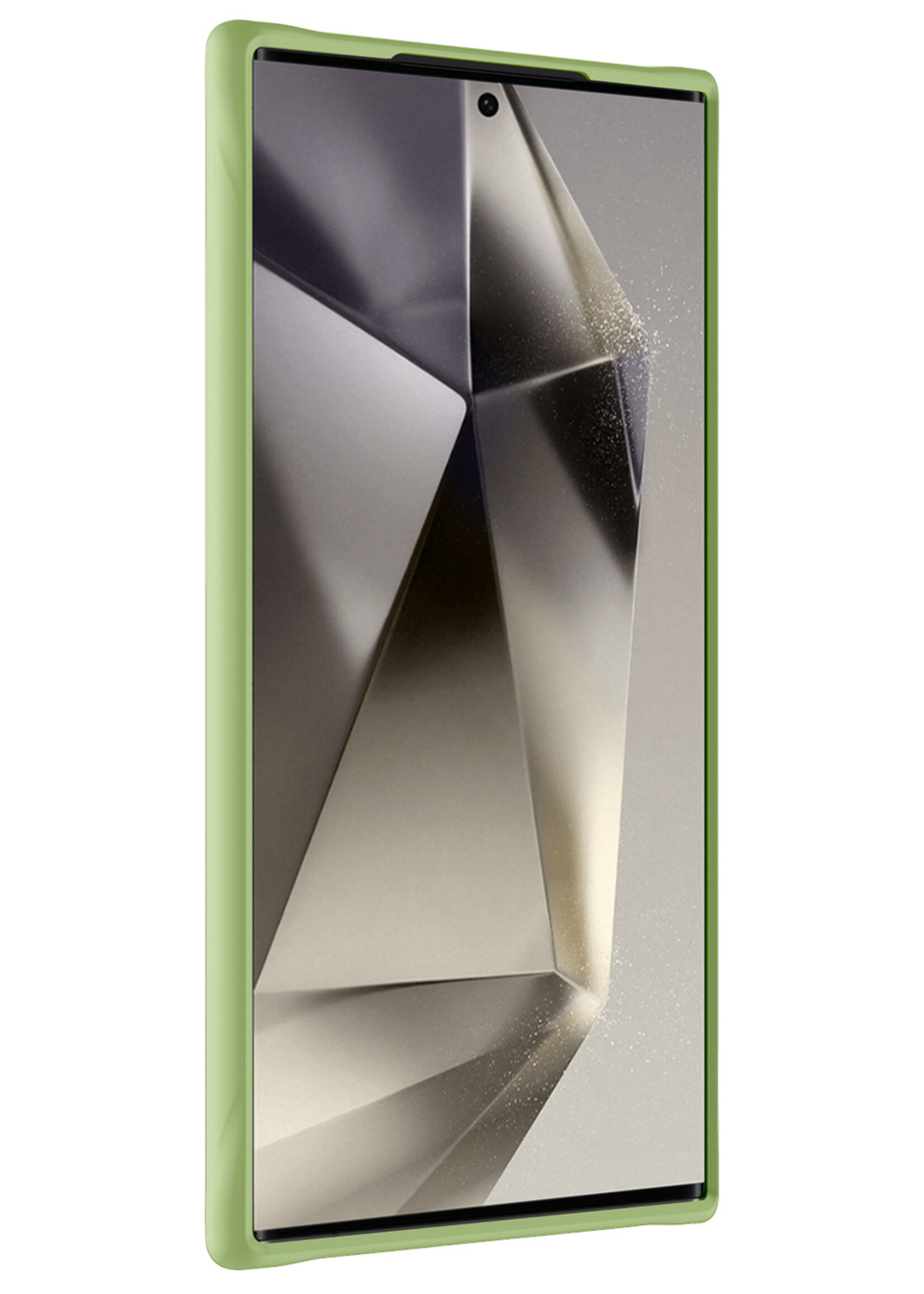 LUQ Hoesje Geschikt voor Samsung S24 Ultra Hoesje Siliconen Case Met Screenprotector - Hoes Geschikt voor Samsung Galaxy S24 Ultra Hoes Siliconen - Groen