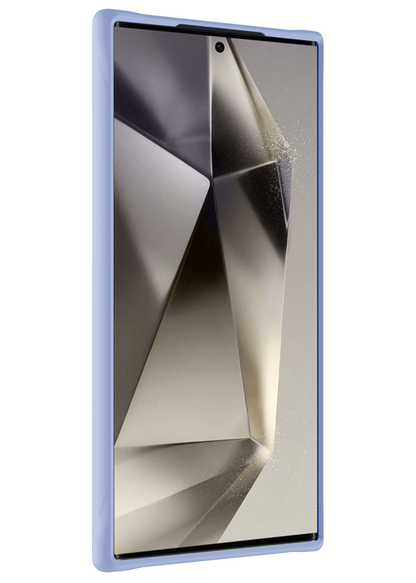 LUQ Hoesje Geschikt voor Samsung S24 Ultra Hoesje Siliconen Case Met Screenprotector - Hoes Geschikt voor Samsung Galaxy S24 Ultra Hoes Siliconen - Lichtblauw