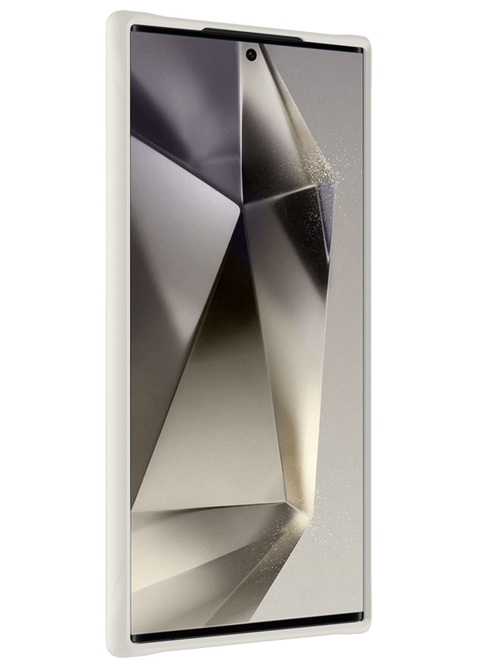 LUQ Hoesje Geschikt voor Samsung S24 Ultra Hoesje Siliconen Case Met Screenprotector - Hoes Geschikt voor Samsung Galaxy S24 Ultra Hoes Siliconen - Wit