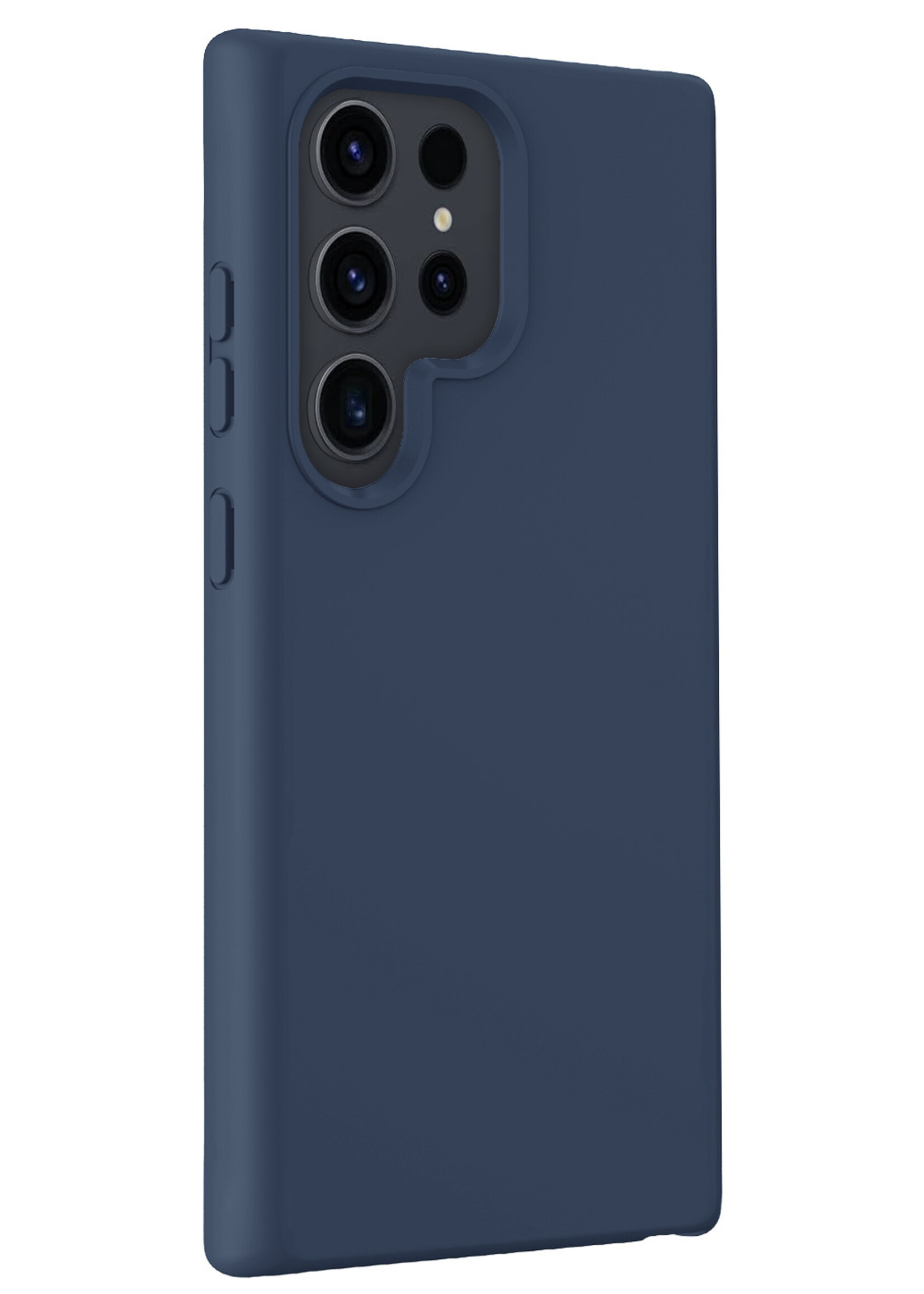 LUQ Hoesje Geschikt voor Samsung S24 Ultra Hoesje Siliconen Case Met 2x Screenprotector - Hoes Geschikt voor Samsung Galaxy S24 Ultra Hoes Siliconen - Donkerblauw