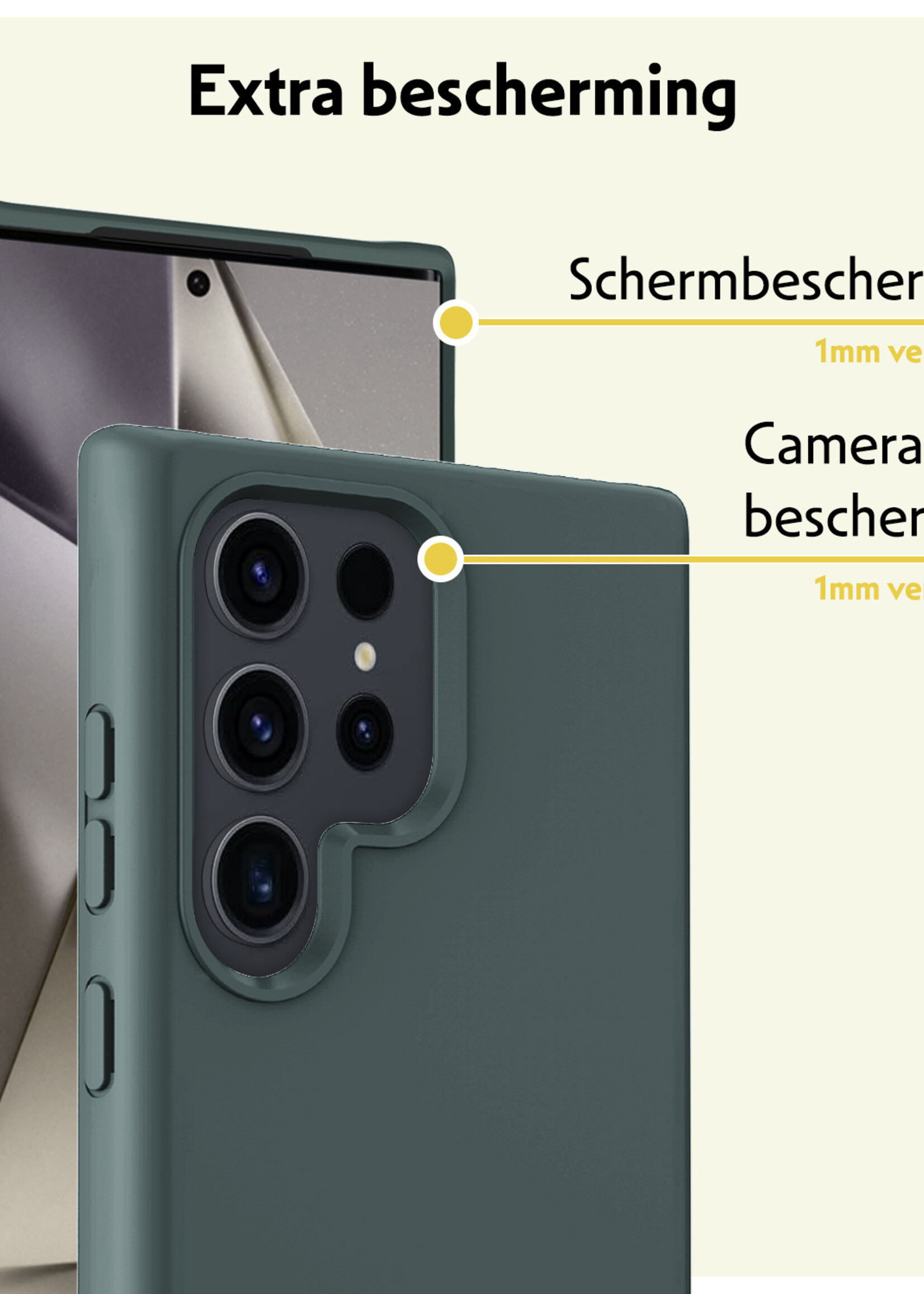 LUQ Hoesje Geschikt voor Samsung S24 Ultra Hoesje Siliconen Case Met 2x Screenprotector - Hoes Geschikt voor Samsung Galaxy S24 Ultra Hoes Siliconen - Donkergroen