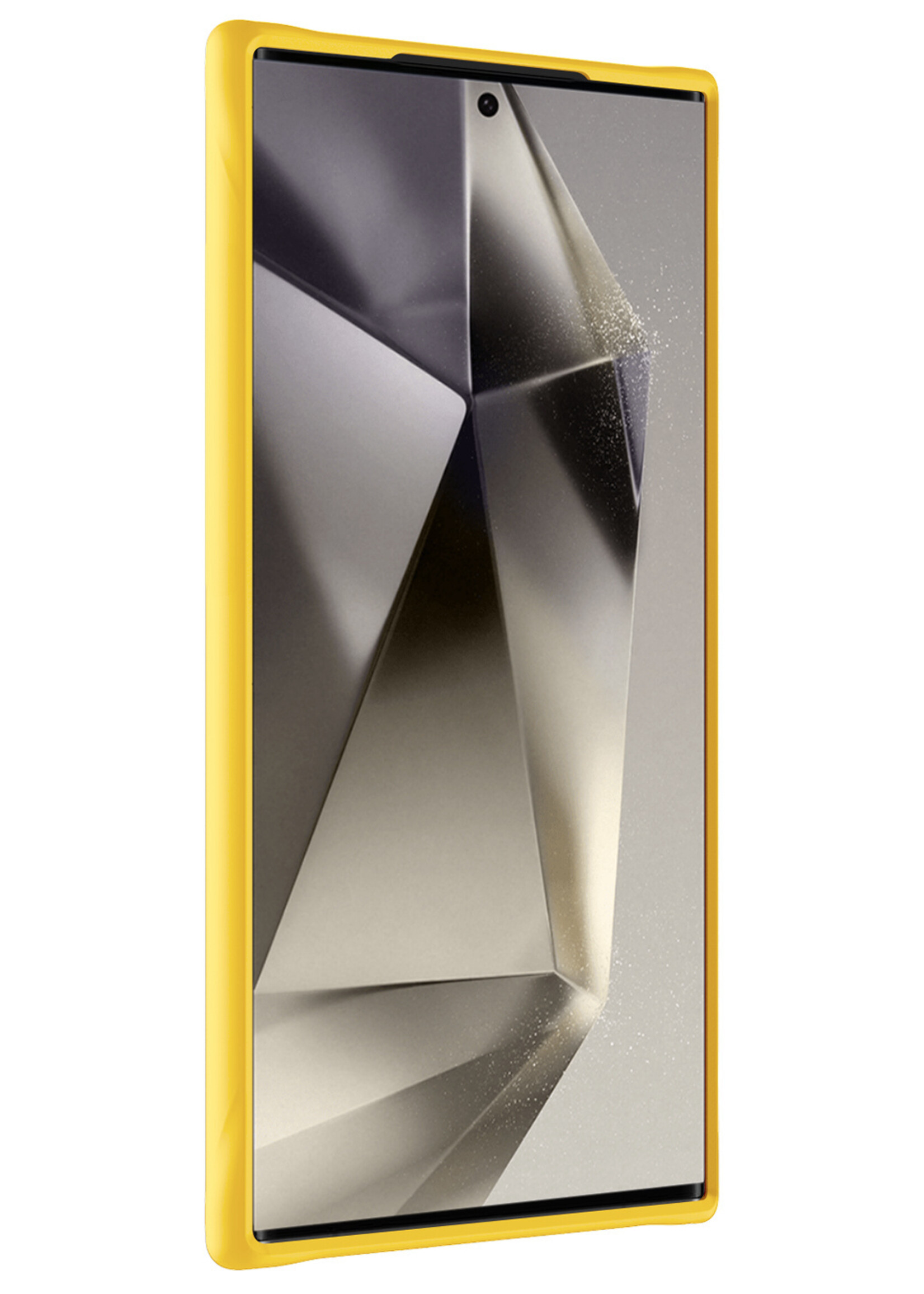 LUQ Hoesje Geschikt voor Samsung S24 Ultra Hoesje Siliconen Case Met 2x Screenprotector - Hoes Geschikt voor Samsung Galaxy S24 Ultra Hoes Siliconen - Geel