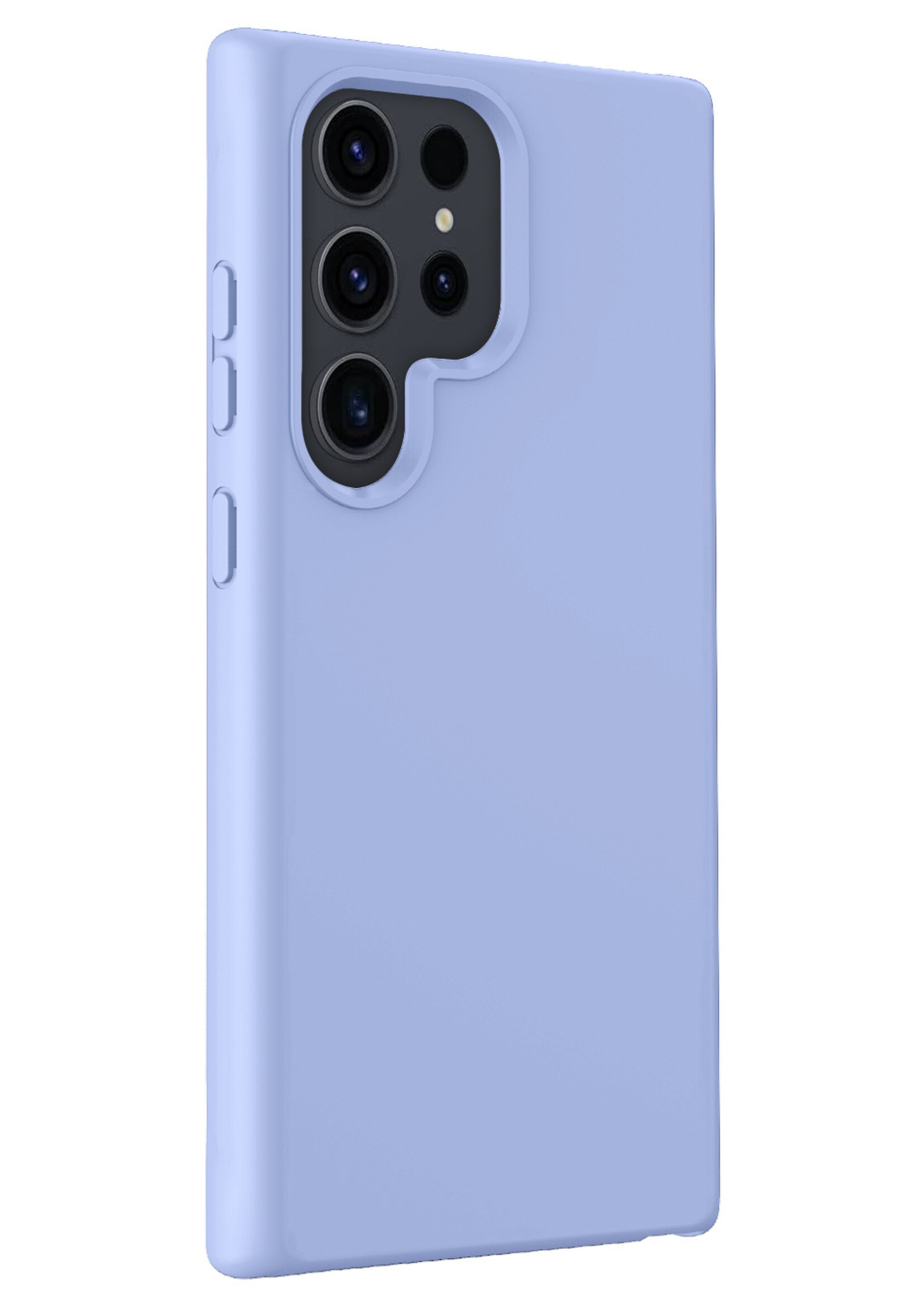 LUQ Hoesje Geschikt voor Samsung S24 Ultra Hoesje Siliconen Case Met 2x Screenprotector - Hoes Geschikt voor Samsung Galaxy S24 Ultra Hoes Siliconen - Lichtblauw