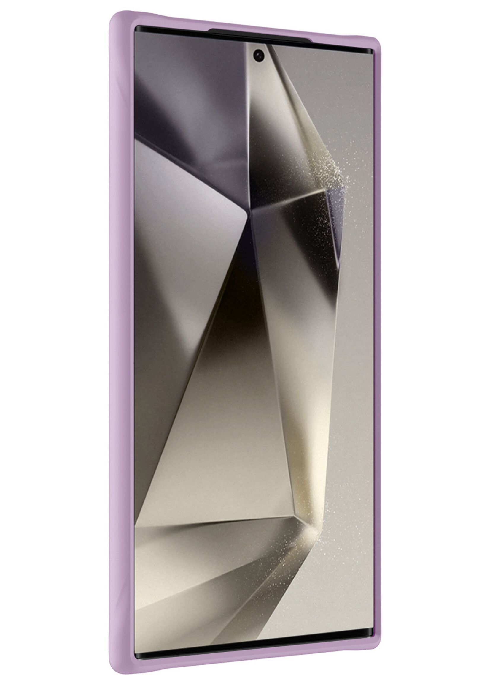 LUQ Hoesje Geschikt voor Samsung S24 Ultra Hoesje Siliconen Case Met 2x Screenprotector - Hoes Geschikt voor Samsung Galaxy S24 Ultra Hoes Siliconen - Lila