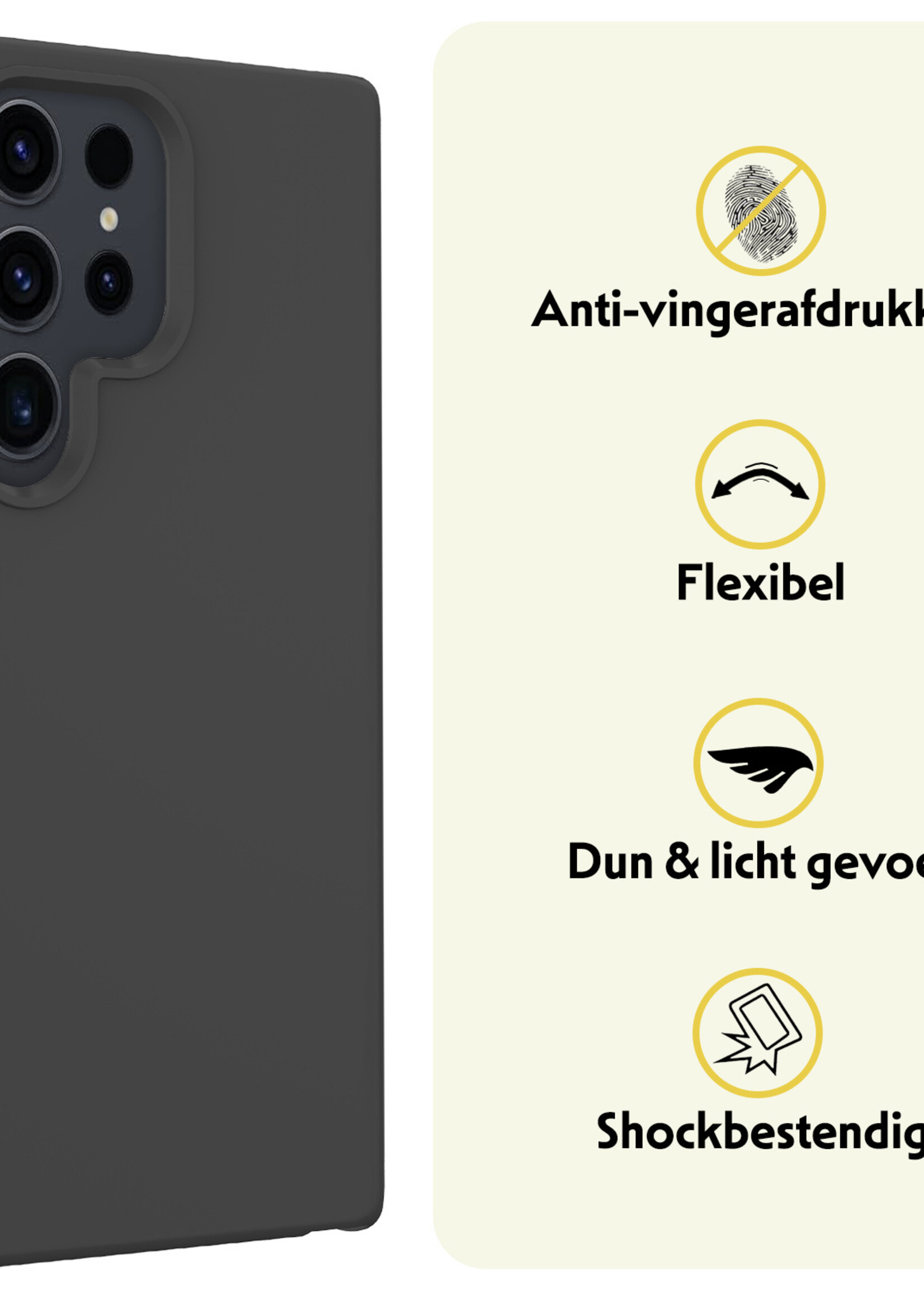 LUQ Hoesje Geschikt voor Samsung S24 Ultra Hoesje Siliconen Case Met 2x Screenprotector - Hoes Geschikt voor Samsung Galaxy S24 Ultra Hoes Siliconen - Zwart