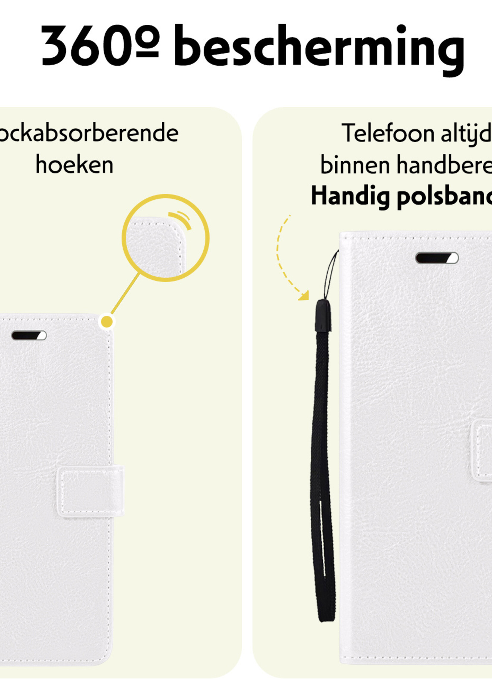 LUQ Hoesje Geschikt voor Samsung S24 Plus Hoesje Book Case Hoes Wallet Cover Met 2x Screenprotector - Hoes Geschikt voor Samsung Galaxy S24 Plus Hoesje Bookcase Hoes - Wit