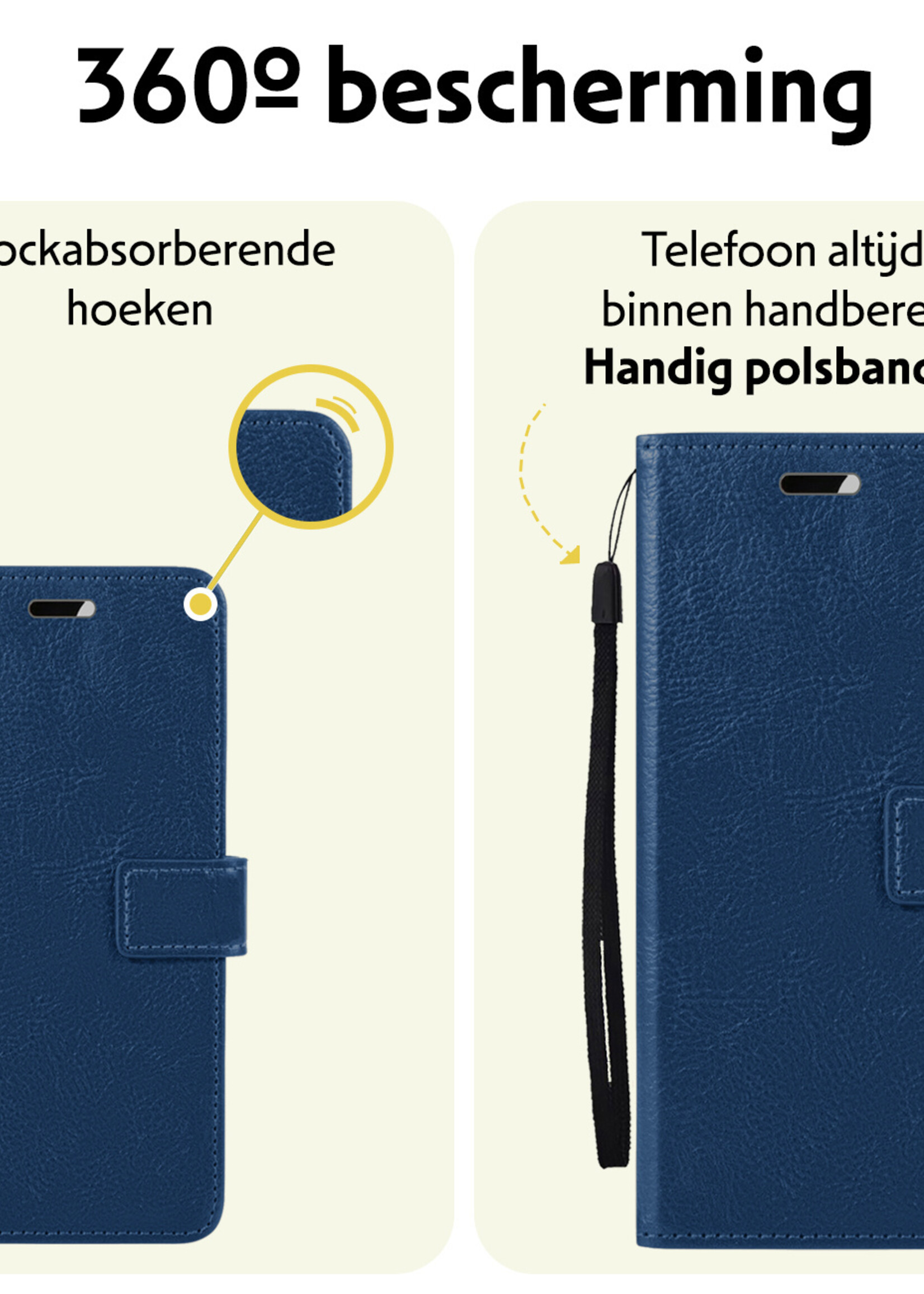LUQ Hoesje Geschikt voor Samsung S24 Ultra Hoesje Book Case Hoes Wallet Cover Met Screenprotector - Hoes Geschikt voor Samsung Galaxy S24 Ultra Hoesje Bookcase Hoes - Donkerblauw