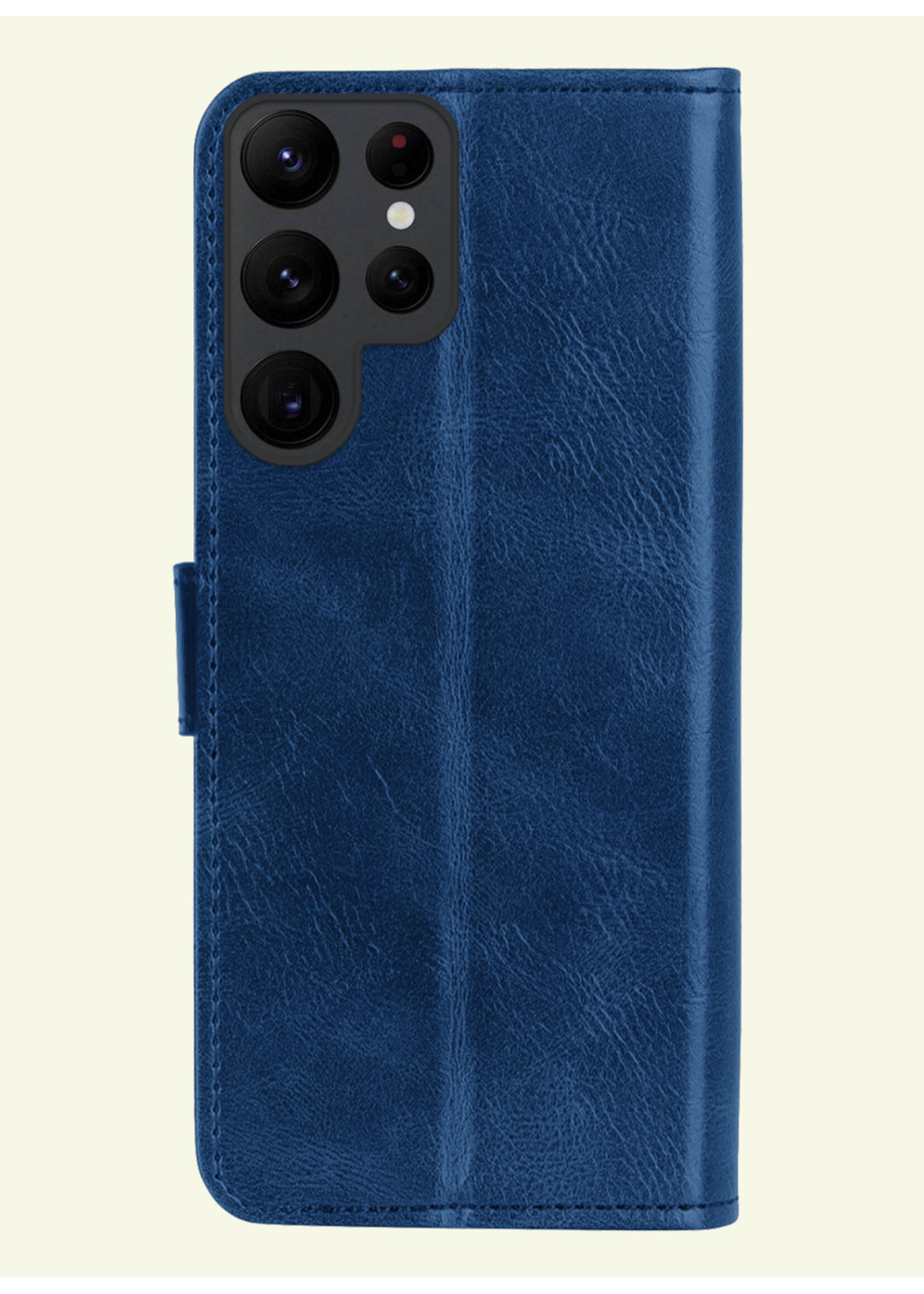 LUQ Hoesje Geschikt voor Samsung S24 Ultra Hoesje Book Case Hoes Wallet Cover Met Screenprotector - Hoes Geschikt voor Samsung Galaxy S24 Ultra Hoesje Bookcase Hoes - Donkerblauw