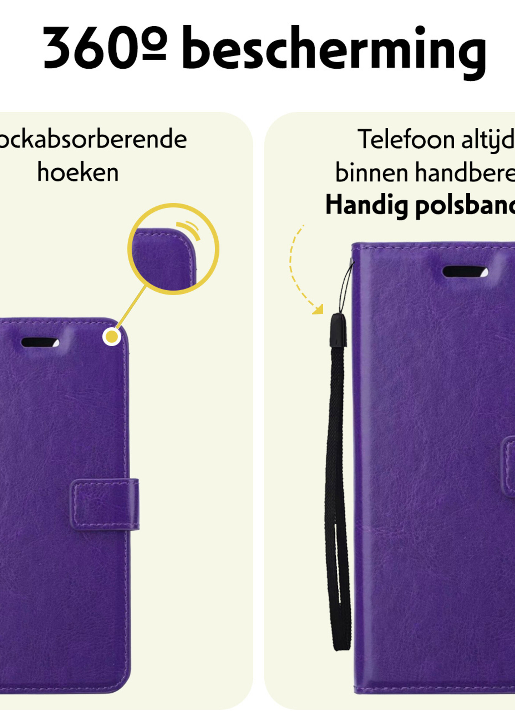 LUQ Hoesje Geschikt voor Samsung S24 Ultra Hoesje Book Case Hoes Wallet Cover Met Screenprotector - Hoes Geschikt voor Samsung Galaxy S24 Ultra Hoesje Bookcase Hoes - Paars