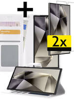 LUQ LUQ Samsung Galaxy S24 Ultra Hoesje Bookcase Met 2x Screenprotector - Wit