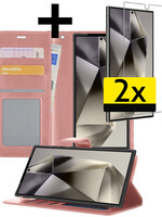 LUQ LUQ Samsung Galaxy S24 Ultra Hoesje Bookcase Met 2x Screenprotector - Rose Goud