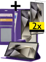 LUQ LUQ Samsung Galaxy S24 Ultra Hoesje Bookcase Met 2x Screenprotector - Paars