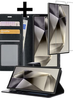 LUQ LUQ Samsung Galaxy S24 Ultra Hoesje Bookcase Met Screenprotector - Zwart