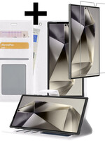 LUQ LUQ Samsung Galaxy S24 Ultra Hoesje Bookcase Met Screenprotector - Wit