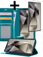 LUQ LUQ Samsung Galaxy S24 Ultra Hoesje Bookcase Met Screenprotector - Turquoise