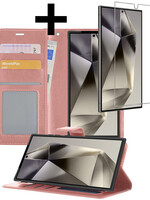 LUQ LUQ Samsung Galaxy S24 Ultra Hoesje Bookcase Met Screenprotector - Rose Goud