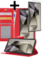 LUQ LUQ Samsung Galaxy S24 Ultra Hoesje Bookcase Met Screenprotector - Rood
