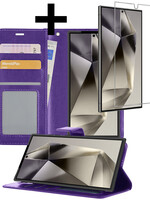 LUQ LUQ Samsung Galaxy S24 Ultra Hoesje Bookcase Met Screenprotector - Paars