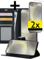 LUQ LUQ Samsung Galaxy S24 Plus Hoesje Bookcase Met 2x Screenprotector - Zwart