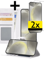 LUQ LUQ Samsung Galaxy S24 Plus Hoesje Bookcase Met 2x Screenprotector - Wit