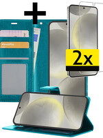 LUQ LUQ Samsung Galaxy S24 Plus Hoesje Bookcase Met 2x Screenprotector - Turquoise
