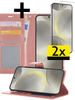 LUQ LUQ Samsung Galaxy S24 Plus Hoesje Bookcase Met 2x Screenprotector - Rose Goud