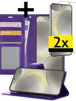 LUQ LUQ Samsung Galaxy S24 Plus Hoesje Bookcase Met 2x Screenprotector - Paars