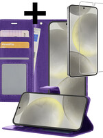 LUQ LUQ Samsung Galaxy S24 Plus Hoesje Bookcase Met Screenprotector - Paars