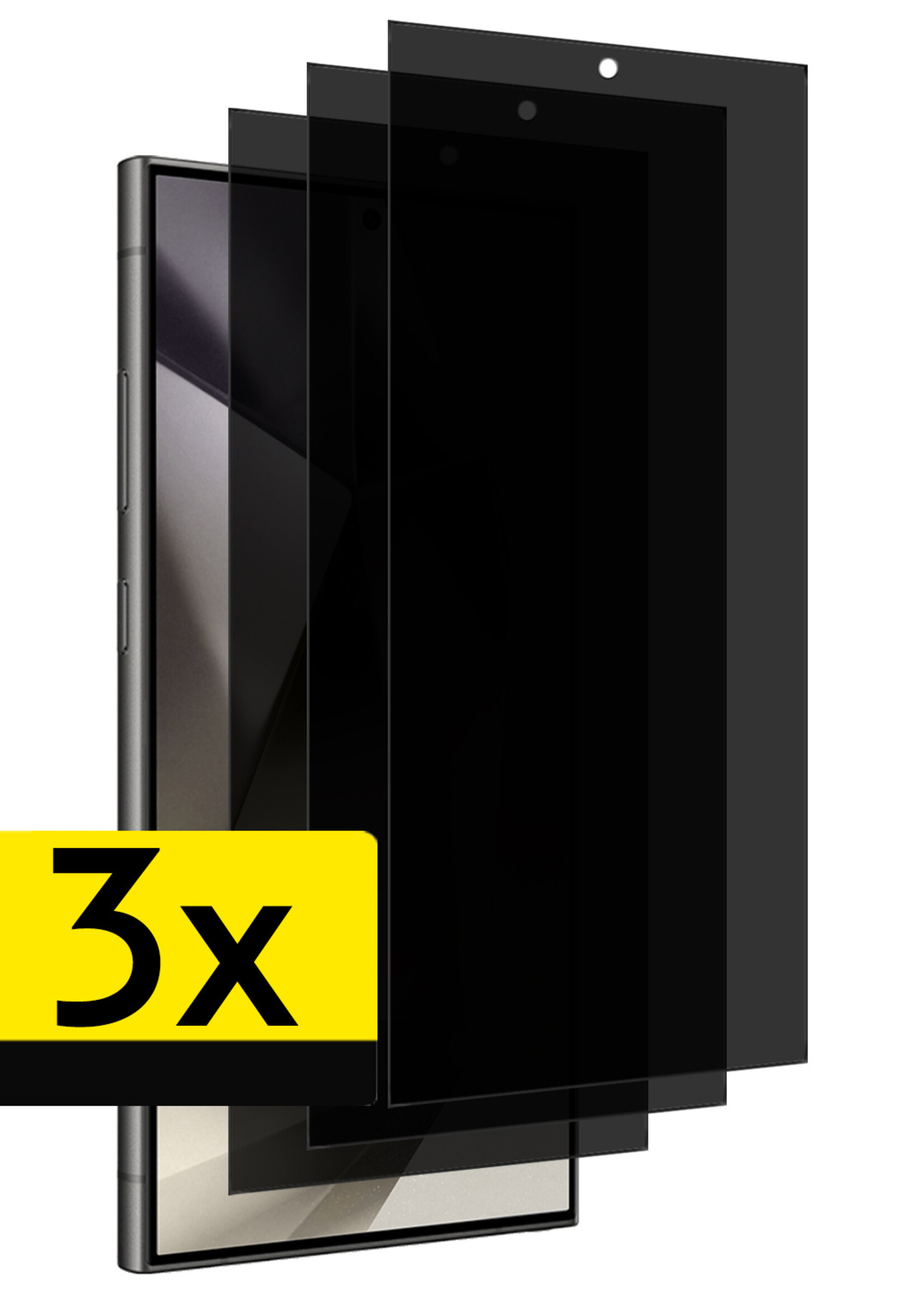 LUQ Screenprotector Geschikt voor Samsung S24 Ultra Privacy Screenprotector Bescherm Glas - Privacy Screenprotector Geschikt voor Samsung Galaxy S24 Ultra Screenprotector Glas - 3 Stuks