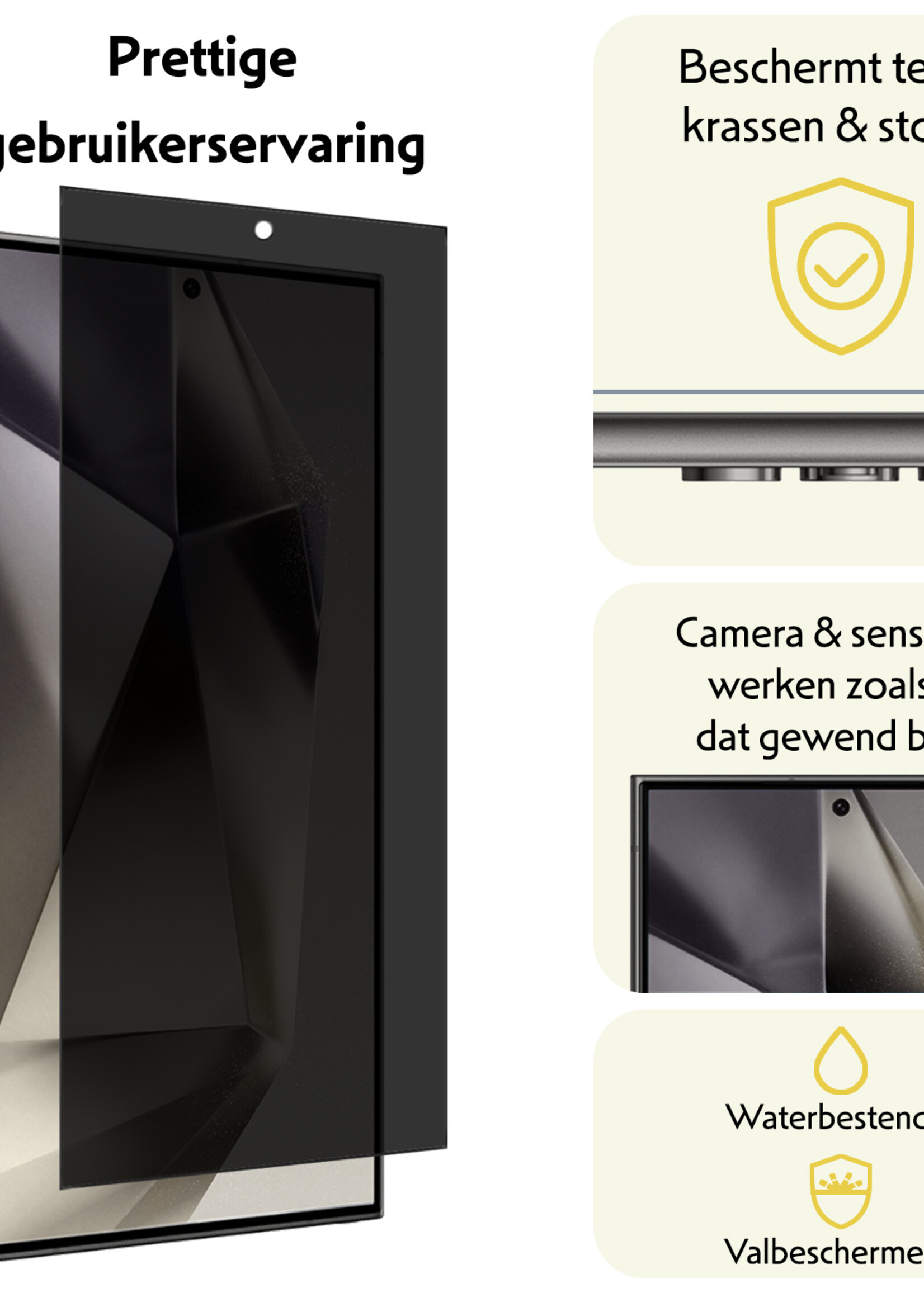 LUQ Screenprotector Geschikt voor Samsung S24 Ultra Privacy Screenprotector Bescherm Glas - Privacy Screenprotector Geschikt voor Samsung Galaxy S24 Ultra Screenprotector Glas - 3 Stuks