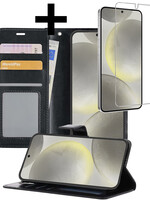 LUQ LUQ Samsung Galaxy S24 Hoesje Bookcase Met Screenprotector - Zwart