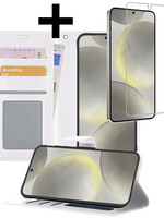 LUQ LUQ Samsung Galaxy S24 Hoesje Bookcase Met Screenprotector - Wit